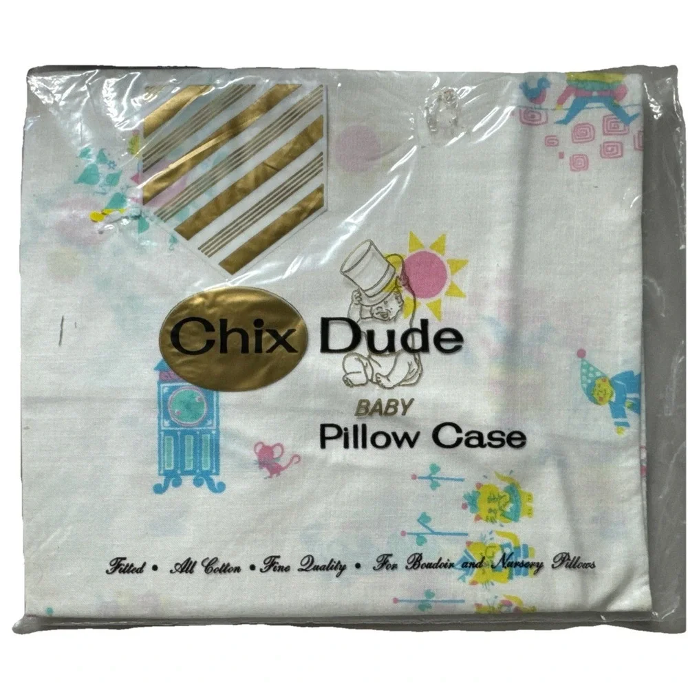 Vintage Chix Dude 100% Cotton Multicolored Stripes Fitted Baby Pillowcase
